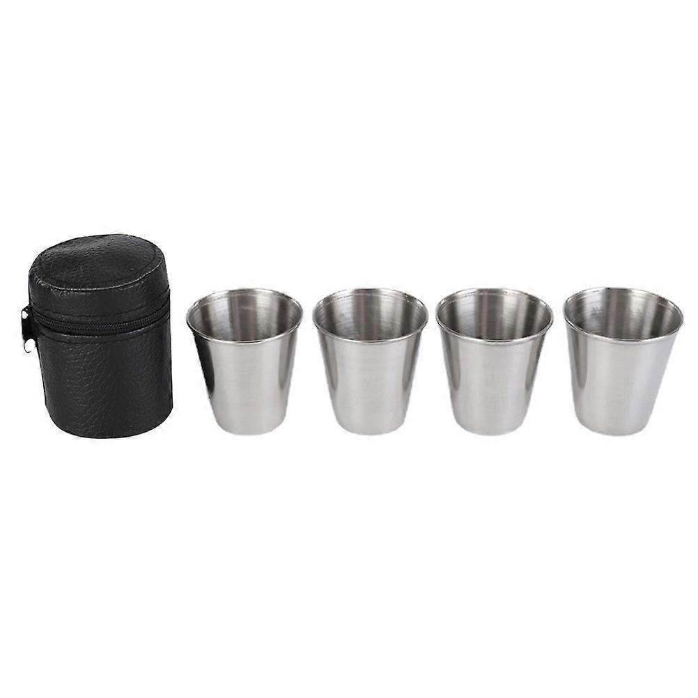 Set Edelstahl-schnapsgläser Mit Deckel, Rostfreie Schnapsgläser Für Den Außenbereich-5.6x5.2x5.2cm-silver