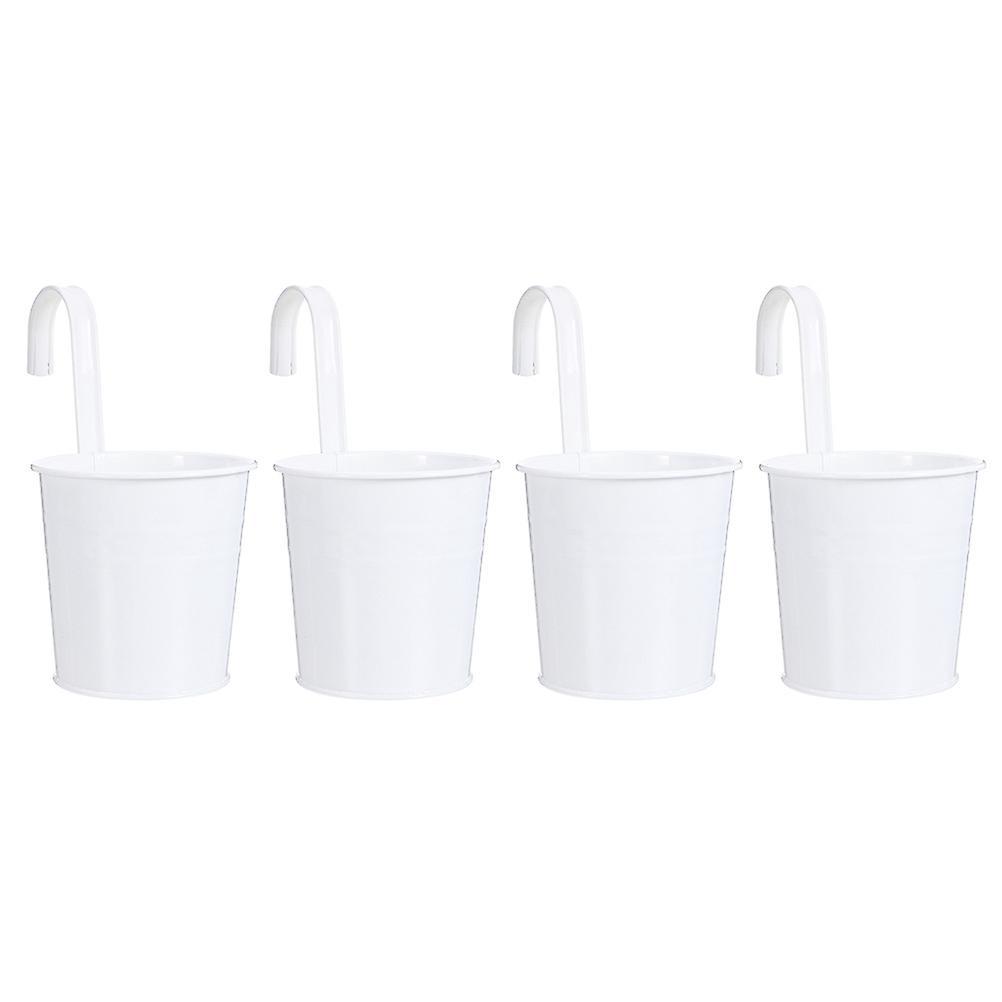 4er-set Balkon-hängeeimer, Blumenkörbe, Blumenhalter, Vasen, Pflanzgefäße-27x11x11cm-white