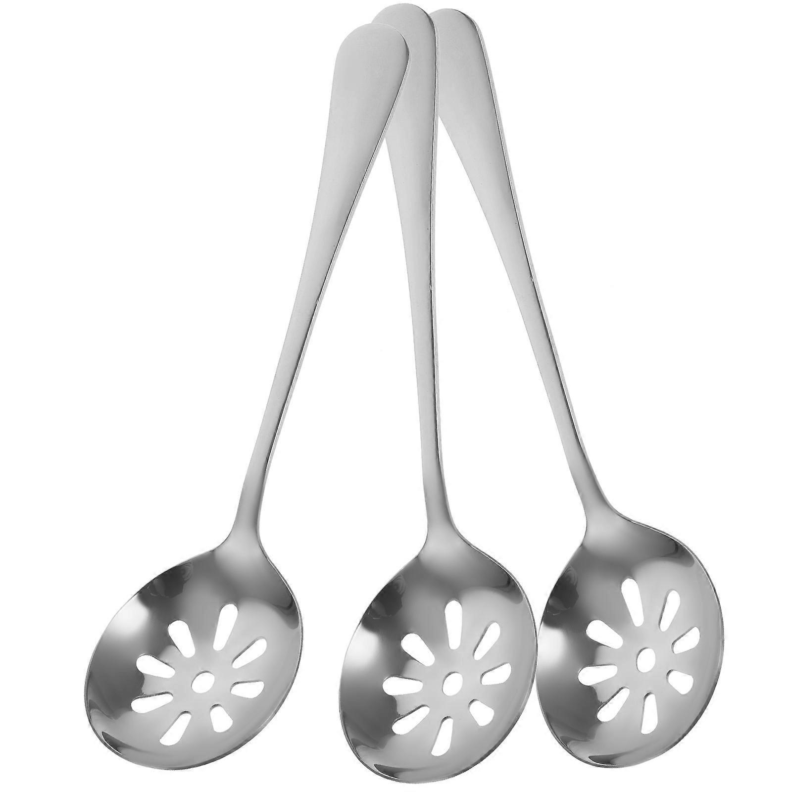 3-teiliges Haushaltsbesteck, Geschlitzte Servierlöffel Für Den Täglichen Gebrauch, Tragbares Servierbesteck-19.70x5.00x1.00cm-silver