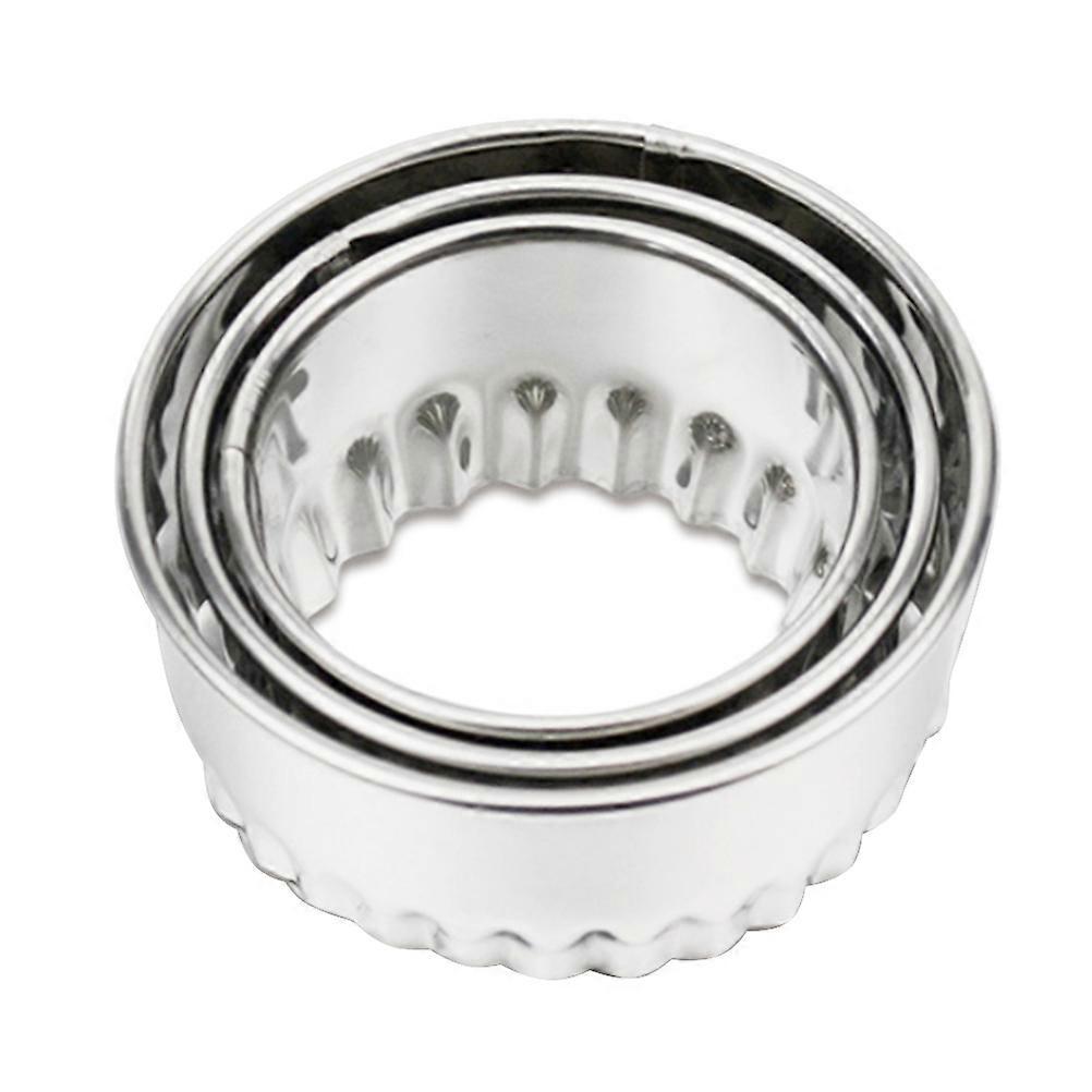 3-teiliges Edelstahl-formenset Für Teigtaschen, Kekse, Donuts, Muffins, Scones, Sandwichbrote Und Krusten (wellenrand)-silver
