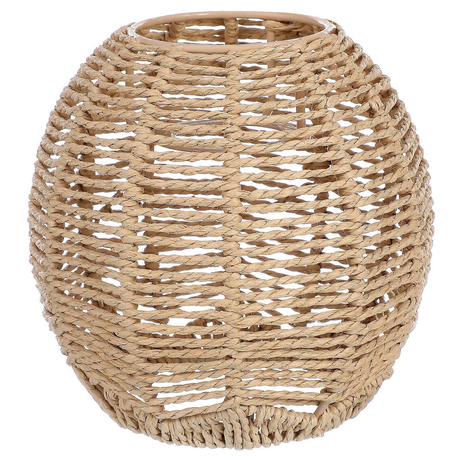 Rattan-lampenschirm, Handgefertigt, Gewebt, Retro-stil-15x15cm-khaki