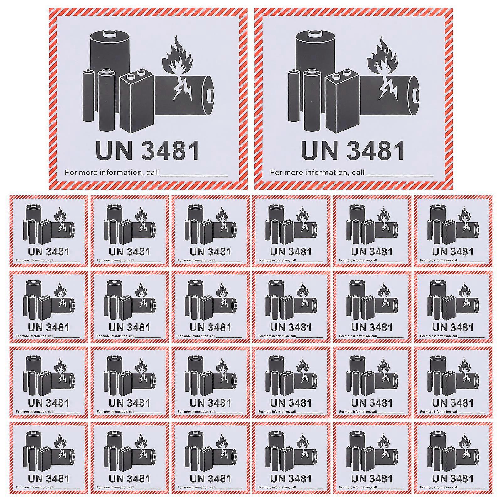 100 Blatt Lithiumbatterie-etiketten, Klebeaufkleber, Transportwarnungsetiketten (un3481)-12.00x11.00x0.10cm-black