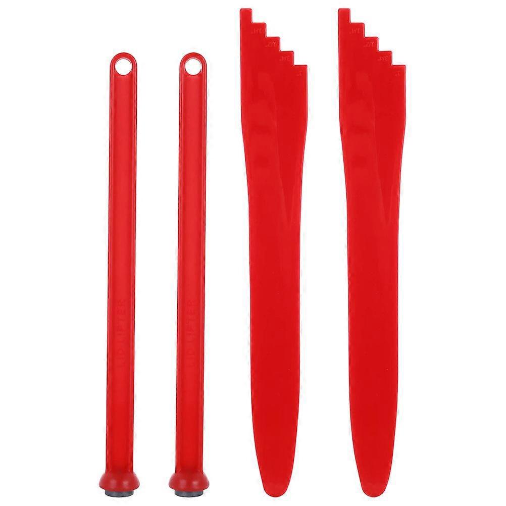 4-teiliges Einmachwerkzeug-set: Magnetischer Deckelheber, Küchen-einmach-messwerkzeug-17.60x1.60x1.60cm-red