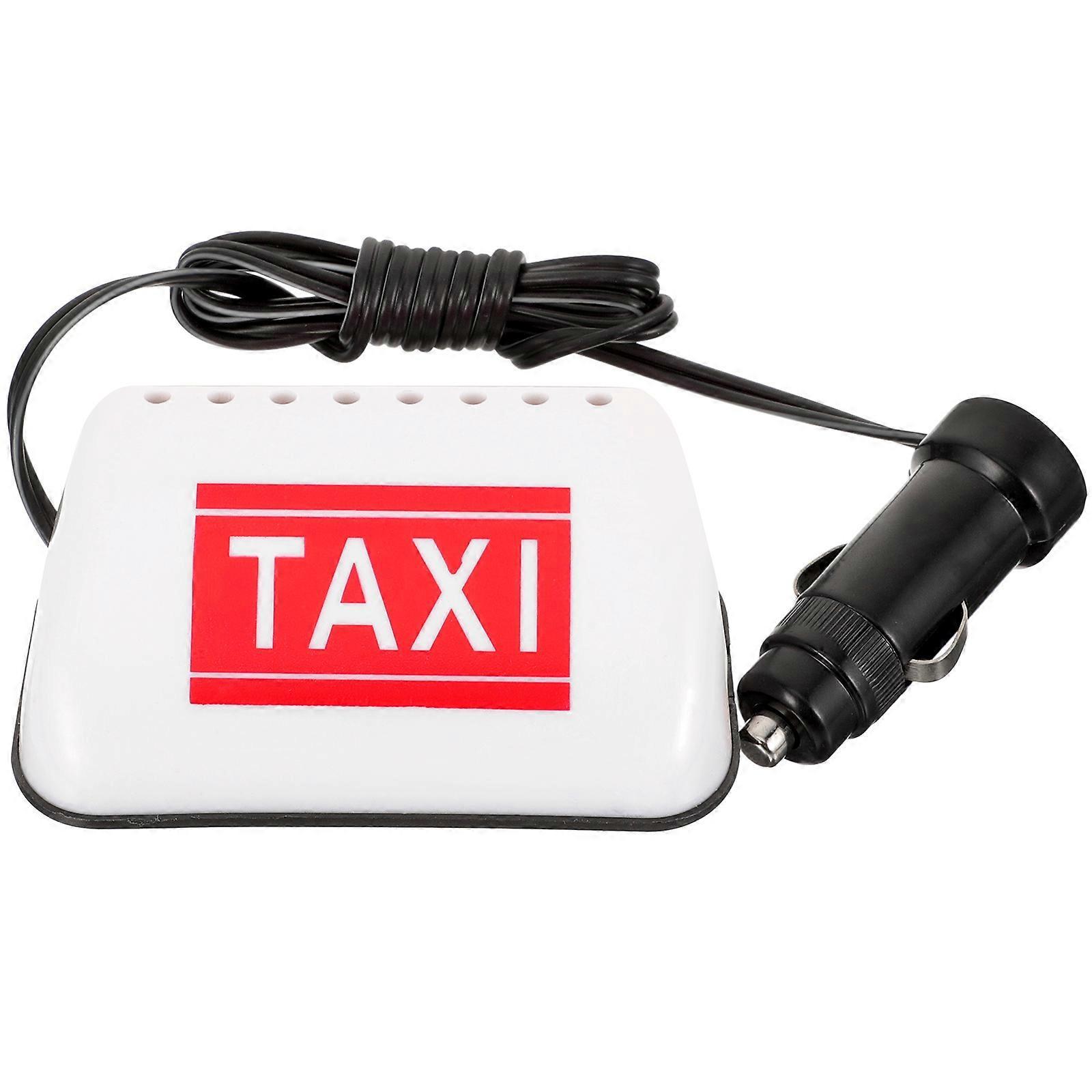 Taxischild Mit Led-dachbeleuchtung, Vintage-taxischild, Beleuchtetes Dachschild-10.5x6.5cm-white