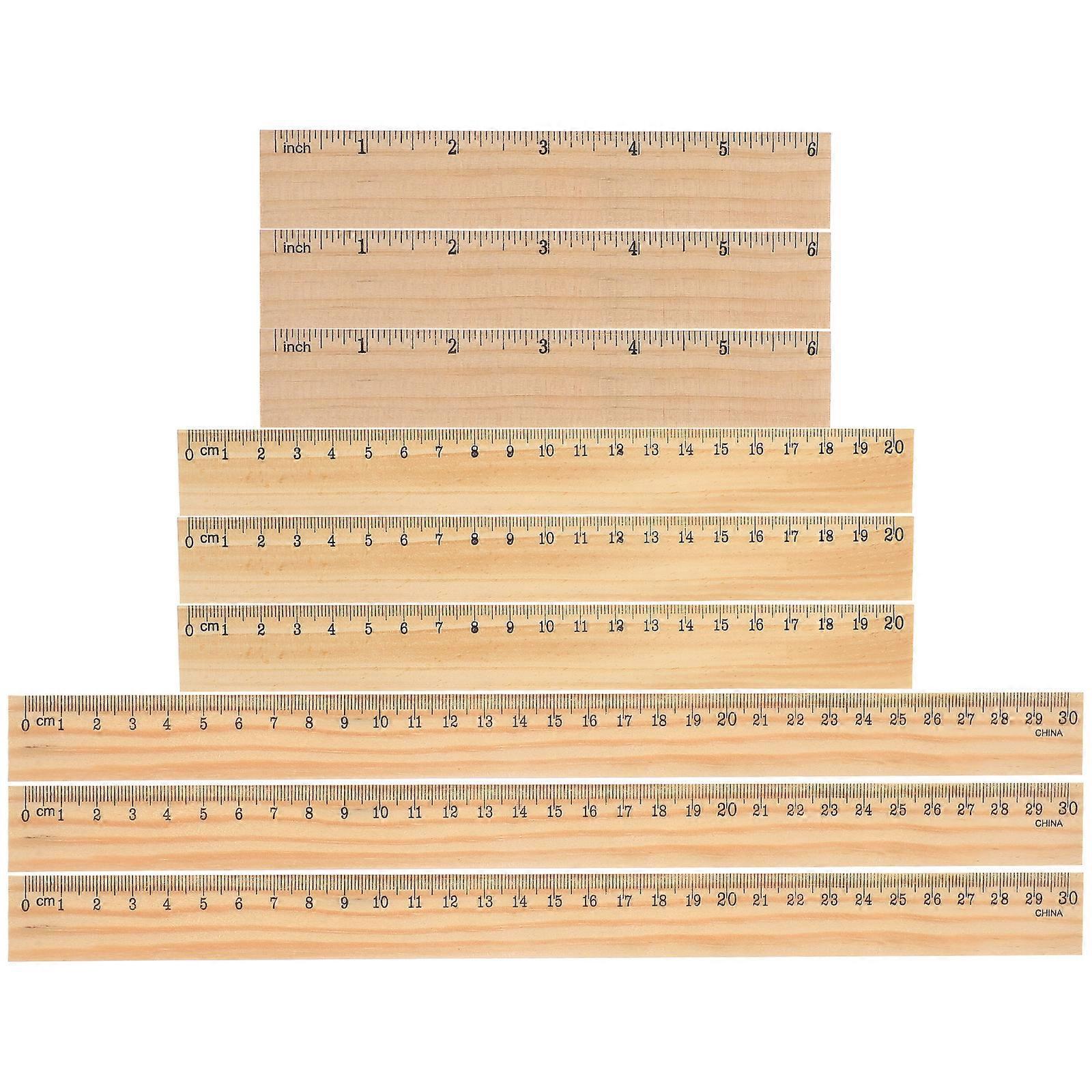 9-teiliges Haushalts-holzlineal, Multifunktionale Gerade Lineale, Malerlineale, Holzlineale-30.00x3.00x0.20cm