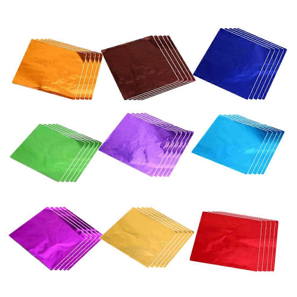 900 Stück Buntes Aluminiumfolienpapier, Praktisches Geschenkpapier Für Tee, Lebensmittel Und Schokolade (100 Stück Pro Packung, Glänzende Oberfläche, Gemischt)-9.00x9.00x0.10cm