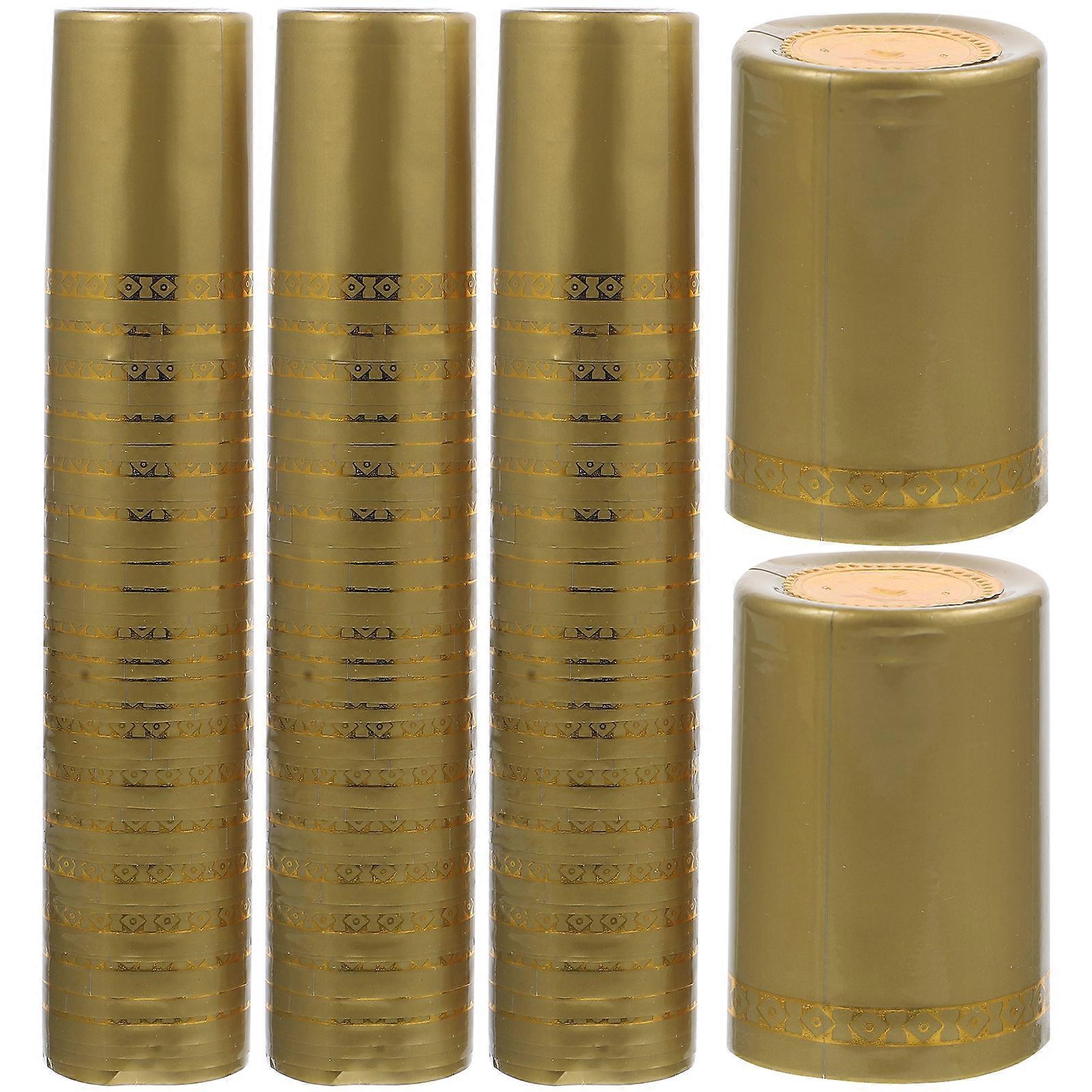 100 Stück 33 Mm Rotweinflaschen-verschlusskappe, Hitzeschrumpfbar-4.80x3.30x3.30cm-golden