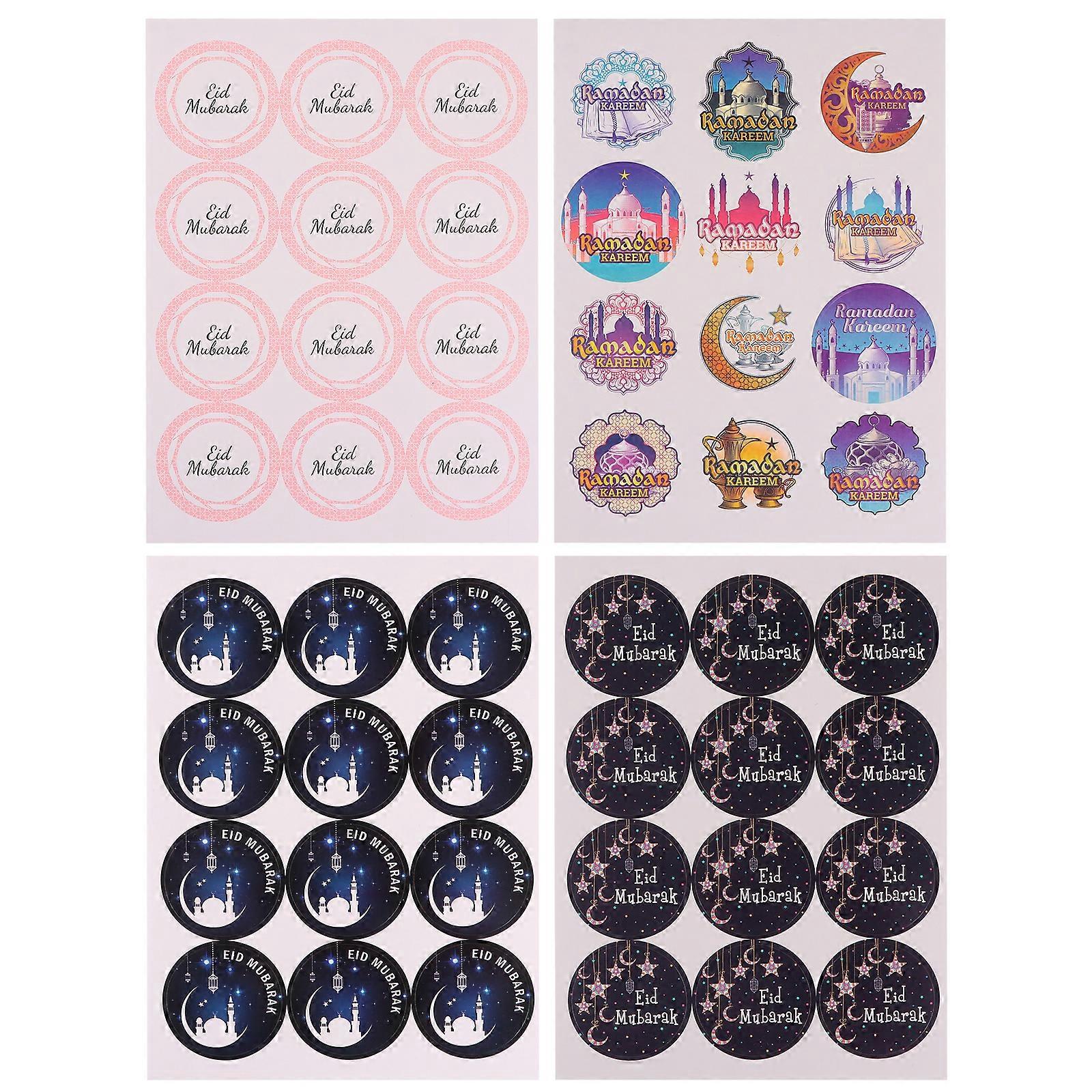 480 Stück Eid Mubarak Beutel- Und Briefumschlag-siegelaufkleber Islamische Party Runde Geschenktütenaufkleber-3.80x3.80x0.05cm