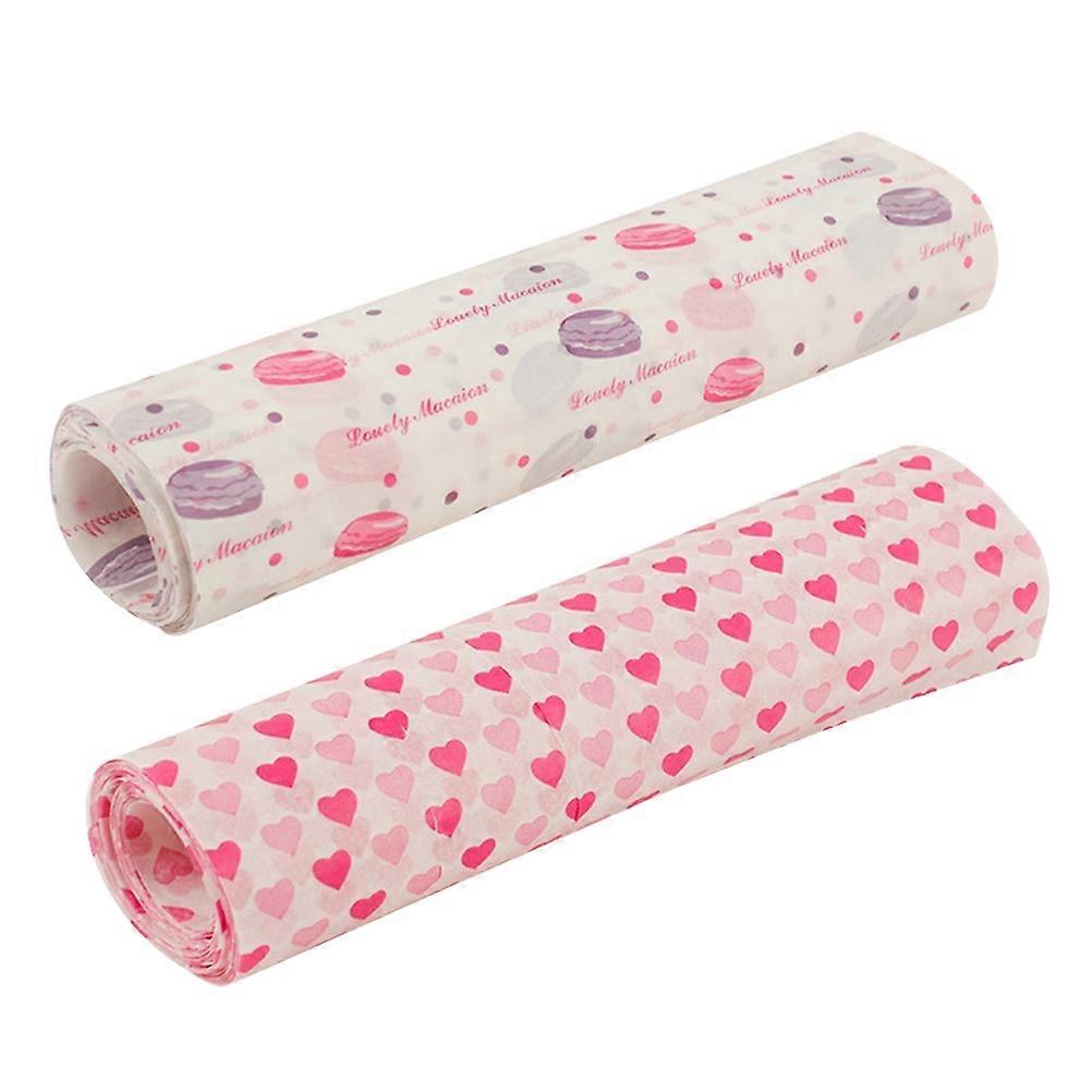 100 Stück/2 Schachteln Backwachspapier, Ölbeständiges Lebensmittelverpackungspapier, Lebensmittelverpackungspapier Für Zuhause, Küche, Restaurant (rosen-/herzmuster, Je 50 Stück)-25x21.5cm