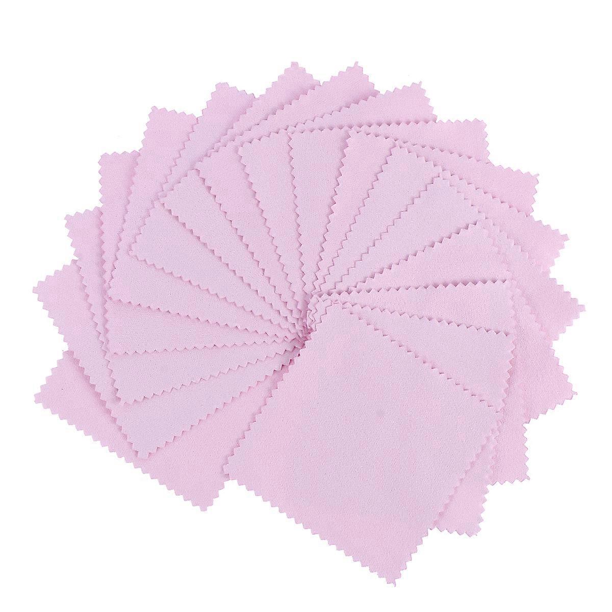 100 Stück Mikrofasertücher, Reinigungstücher, Reinigungswerkzeug Für Schmuck-8.00x8.00x0.20cm-pink