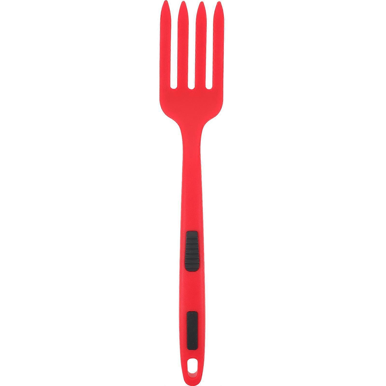 Küchenpastagabel, Wiederverwendbare Kochgabel, Waschbare Große Gabel, Ergonomische Essgabel-29.5x5.3x2.4cm-red