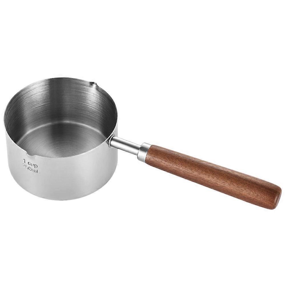 Metall-kochtopf Mit Holzgriff, Tragbarer Kochtopf, Öltopf Aus Edelstahl (250 Ml)-21.00x8.50x5.00cm