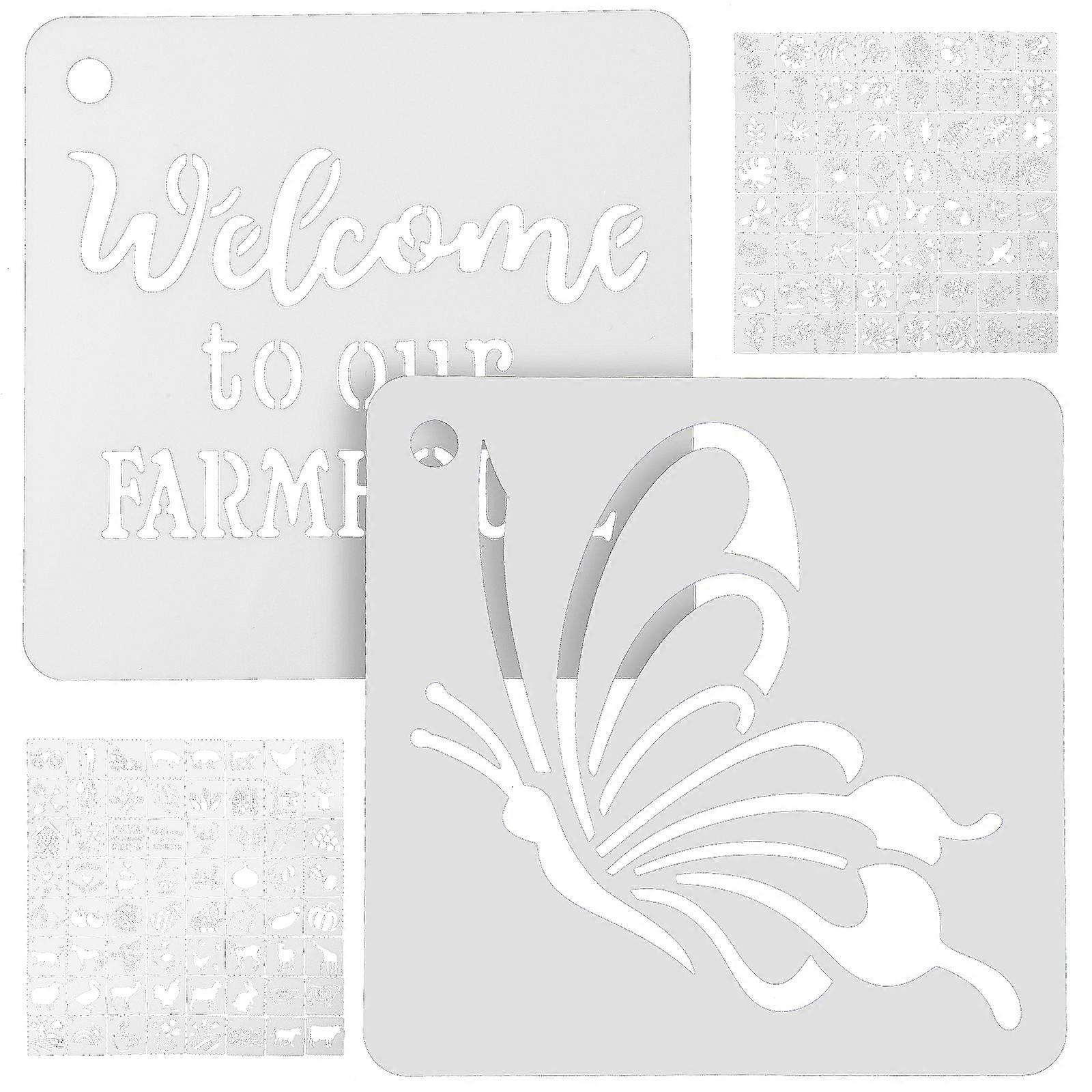 128-teiliges Set Mal- Und Zeichenschablonen, Blumenmotive, Bauernhof-motive, Vorlagen Für Scrapbooking