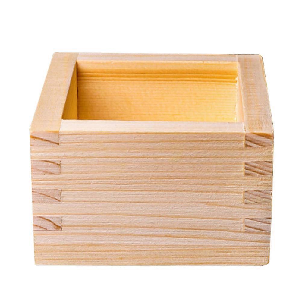 Stück Quadratischer Sakebecher Aus Holz Im Japanischen Stil, Einfacher Aufbewahrungshalter-8.2x8.2cm-khaki