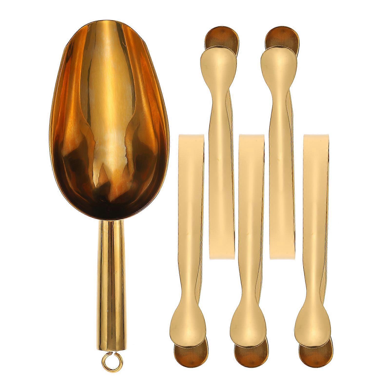 Set Edelstahl-eisschaufel, Servierzange Für Speisen, Restaurantküchenzange-19.00x5.80x3.00cm-golden