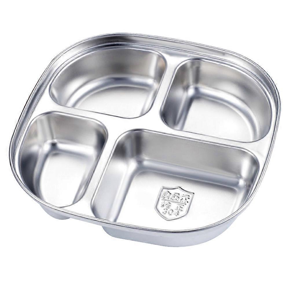 Unterteilter Edelstahlteller, Aufbewahrungsteller Für Studentenessen, Mehrfach-speisenteller-19.50x19.50x4.50cm-silver