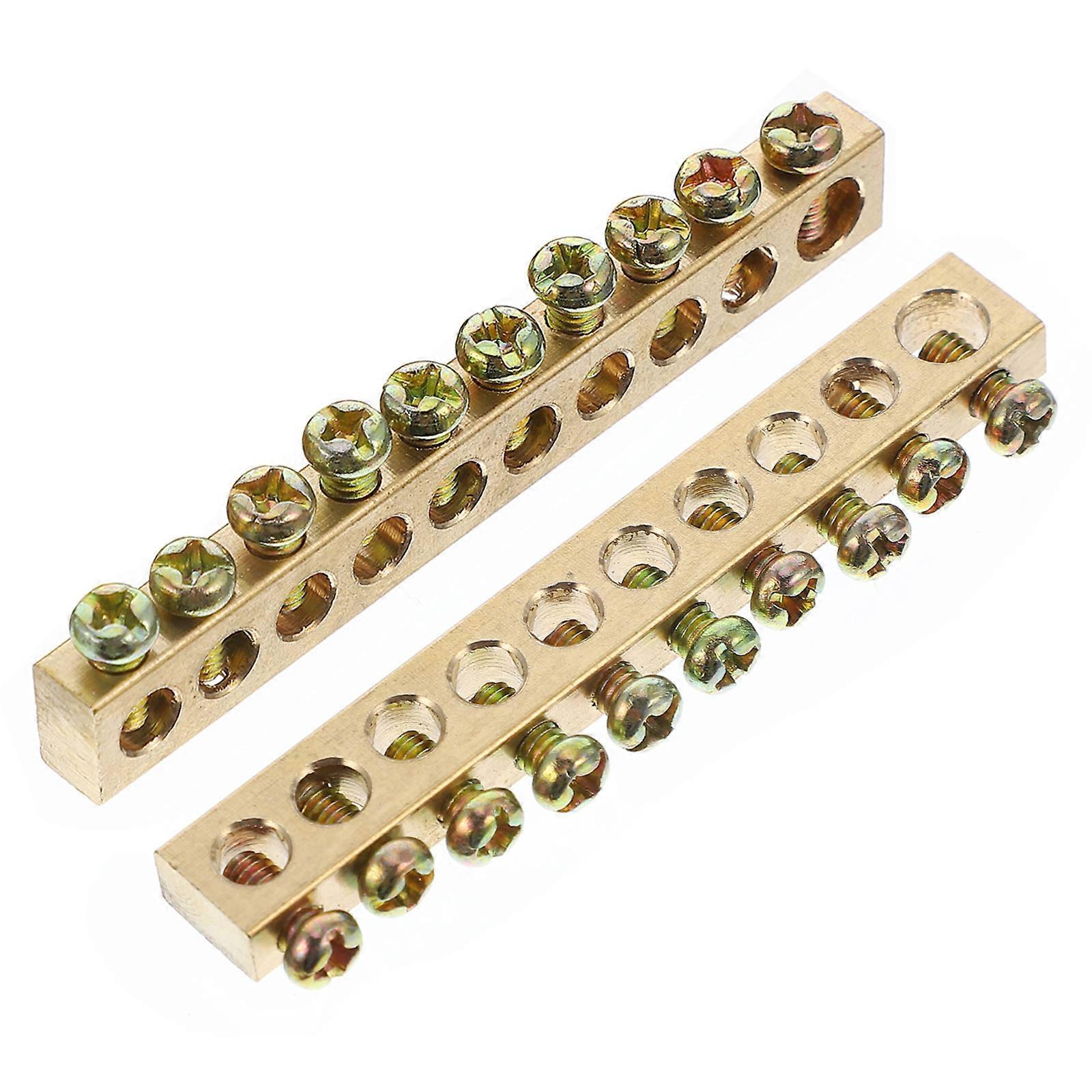 4 Stück 12-loch-verteilerdraht-schraubklemmen Kupfer-erdungs-neutral-schienen-gerät-8.70x1.50x0.60cm-golden