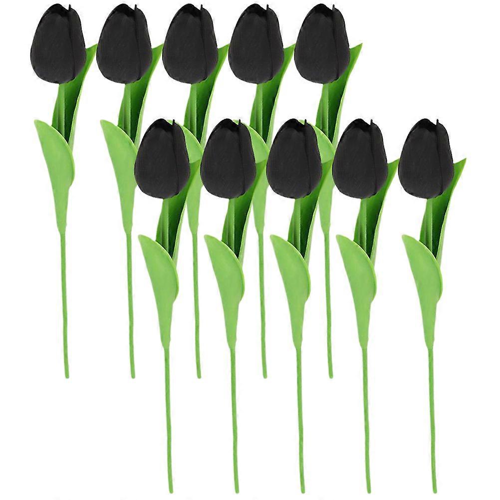 10 Künstliche Tulpen Aus Pu-kunststoff Für Blumenarrangements Und Blumensträuße-35.00x8.00x3.80cm-black