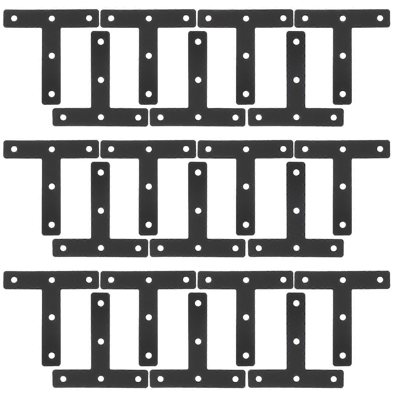 20 Stück Flache Winkel T-regalwinkel Regalstützen Möbelreparaturplatten-8.00x8.00x0.10cm-black