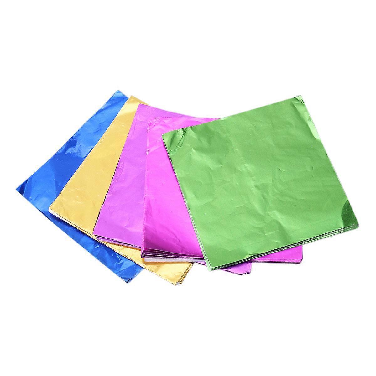 5er-packung Lebensmittelechtes Aluminiumfolienpapier Mit Glatter Oberfläche, Geschenkpapier Zum Verpacken Von Schokolade, Süßigkeiten, Badebomben Und Geschenkverpackungen (8x8cm)-8.00x8.00x0.01cm