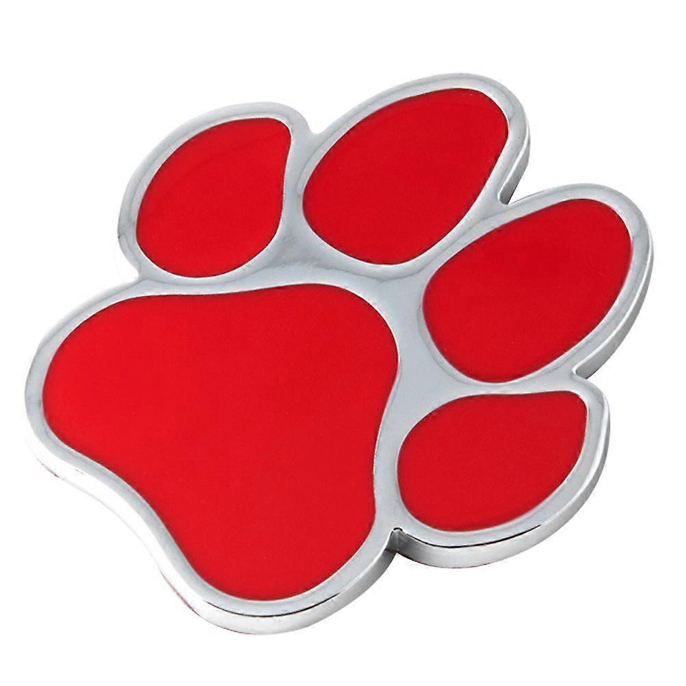 Dekorativer Autoaufkleber Mit Hundepfote, Einzigartiger Metallpfotenaufkleber Zur Autodekoration-6.5x6cm-red
