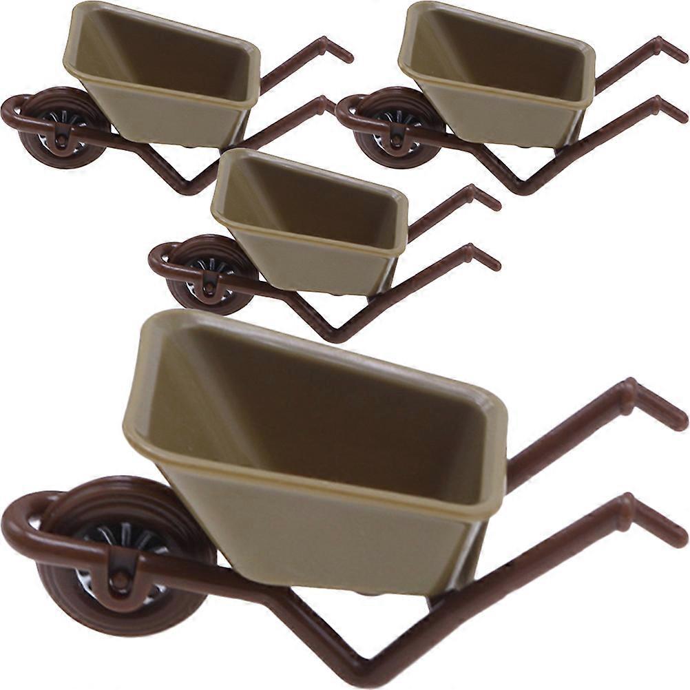 4er-set Mini-schubkarren-modelle, Winzige Schubkarren-minihäuser, Mikro-landschaftsdekoration-9x4x4cm-olive Green