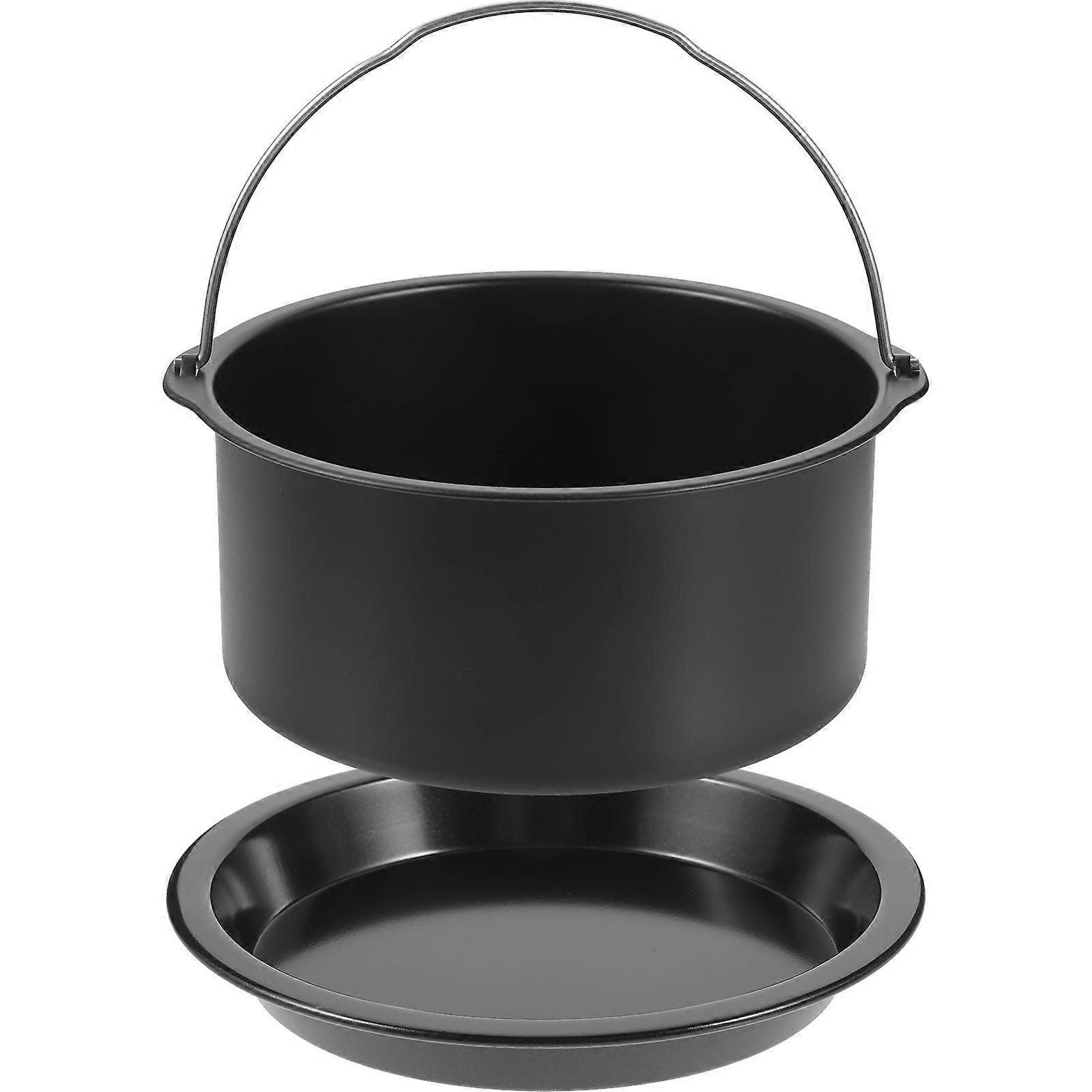 Set Bestehend Aus Airfryer-topf, Airfryer-kuchenform, Antihaftbeschichtetem Airfryer-korb Und Wiederverwendbarem Backblech-16.3x16.3cm-black