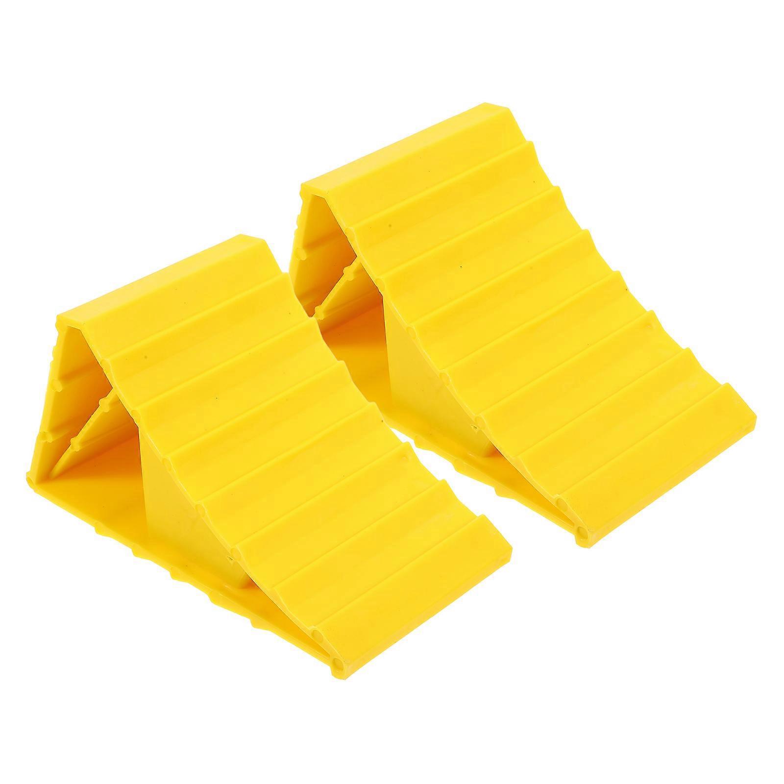 2 Stück Robuste Radkeile Für Wohnwagen Und Anhänger-16.50x9.00x8.30cm-yellow
