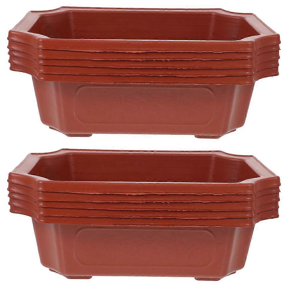 10 Bonsai-töpfe Im Vintage-stil, Rechteckig, Klassisch, Aus Kunststoff, Für Bonsai-pflanzen.-16.2x11.7cm-red