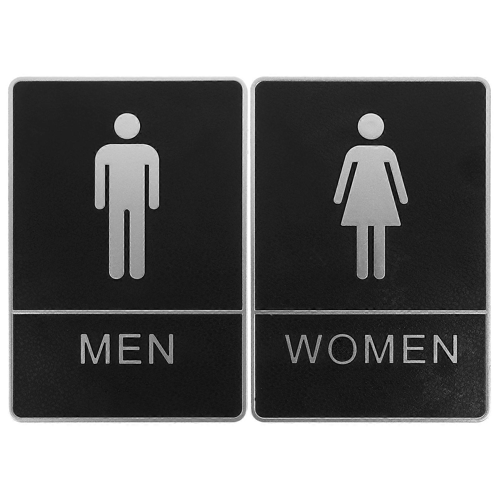 Stück Selbstklebende Toilettenschilder Aus Kunststoff Für Toilettentüren, Herren- Und Damentoilettenschilder-20.00x14.00x0.50cm-black