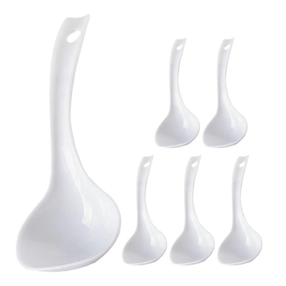6er-set Große, Wiederverwendbare Porridge-löffel, Servierlöffel, Tiefe Porridge-löffel, Essgeschirr-18.00x8.00x3.00cm-white