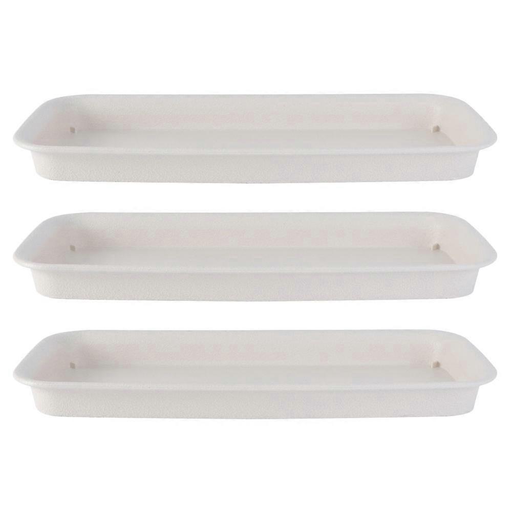 3er-set Kunststoff-blumentöpfe, Nützliche Gartenblumentopf-untersetzer, Mehrzwecktabletts-40.00x14.30x3.20cm-white