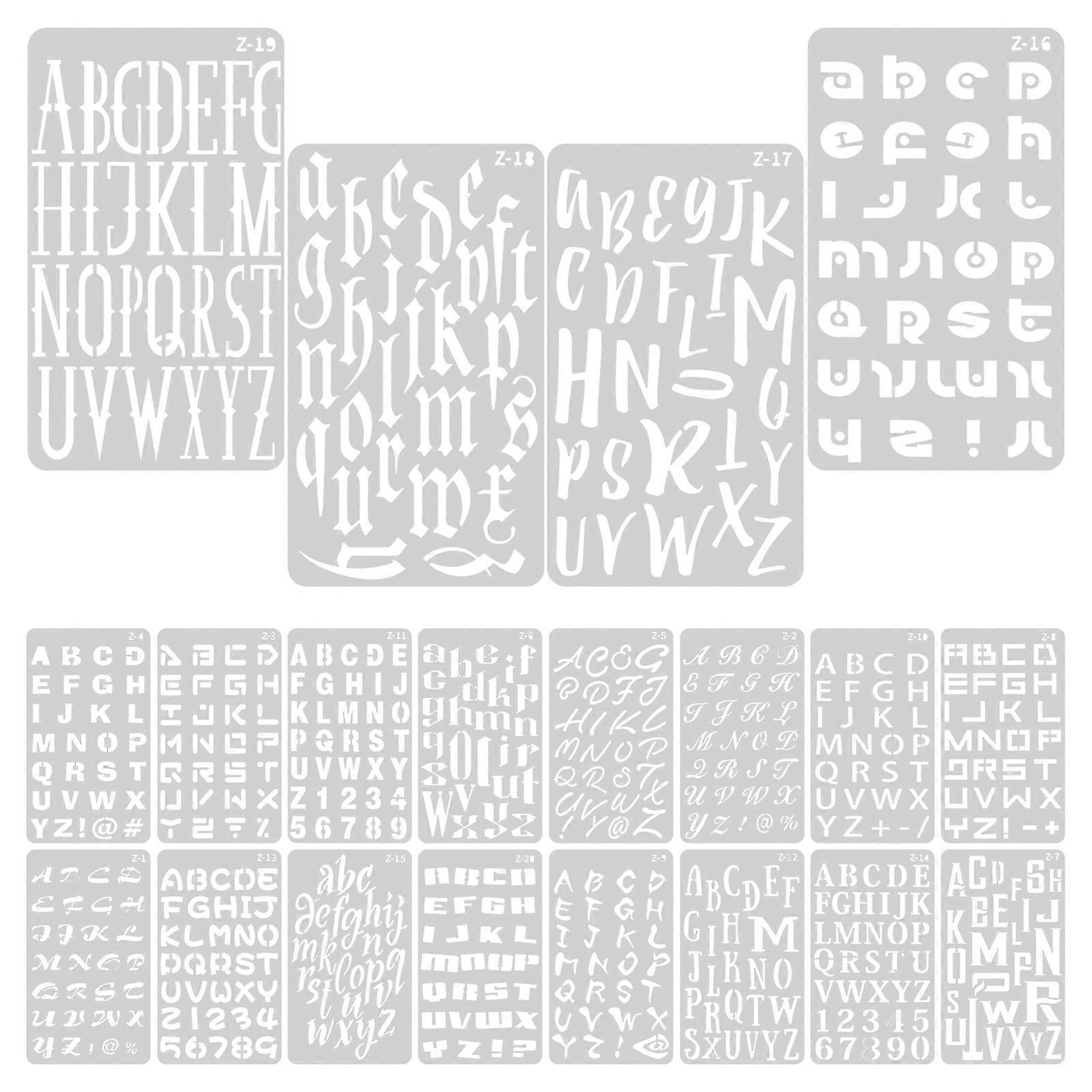 20 Blatt Buchstaben-schablonen Zum Bemalen Von Holz, Wiederverwendbare Bastelschablonen, Buchstaben Aus Kunststoff (a6)-17.80x10.00x0.10cm-white