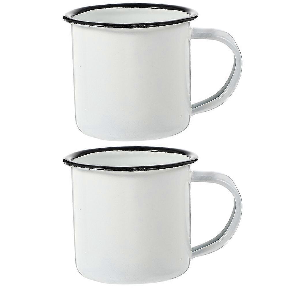 2er-set Emaillebecher, Campingbecher, Emaille-kaffee- Und Teebecher, Trinkbecher Für Büro Und Reisen-8x6x6cm-white