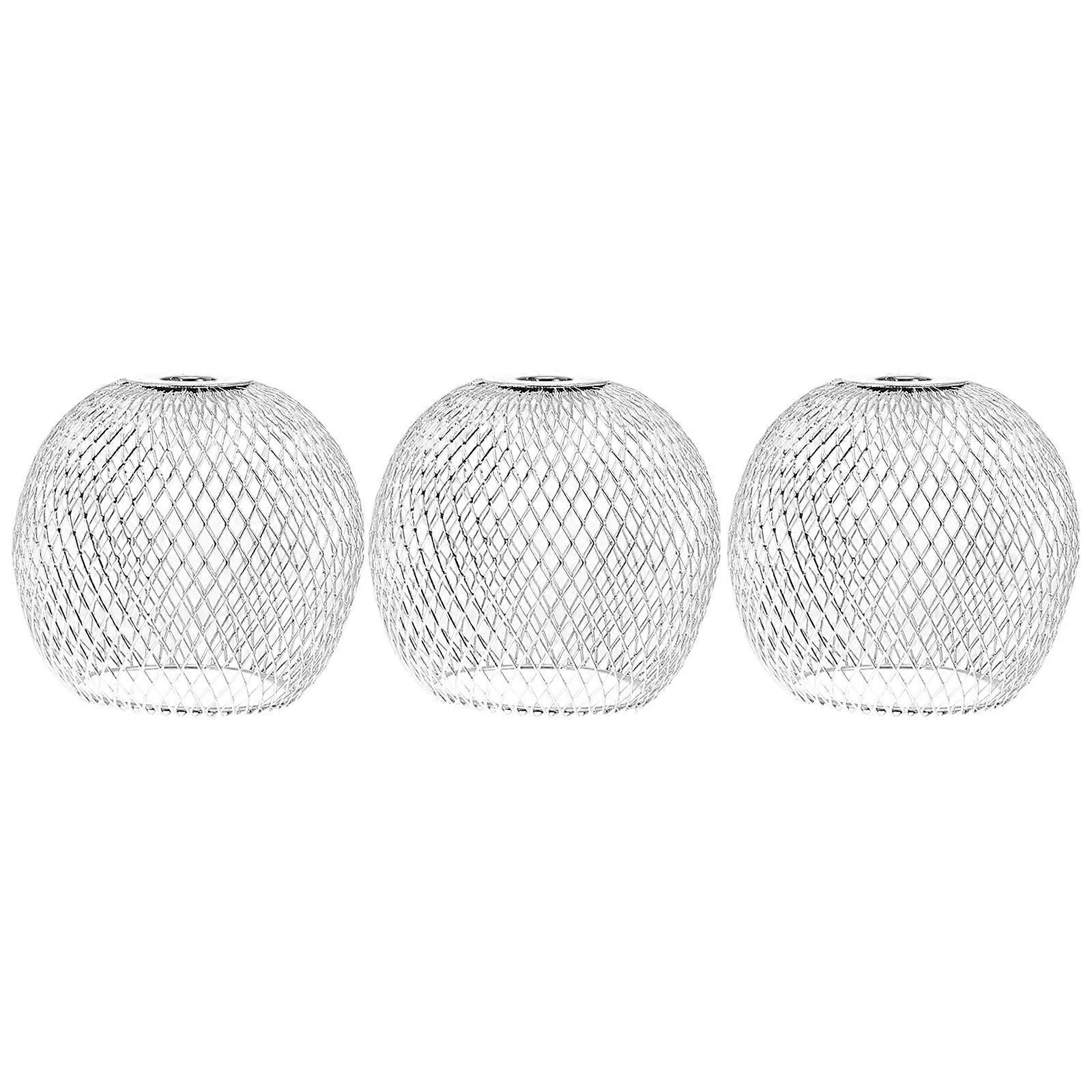 3er-set Kugelförmige Lampenschirm-dekorationen, Kreative Lampenschirme Mit Aussparungen-7.50x7.50x7.50cm-silver