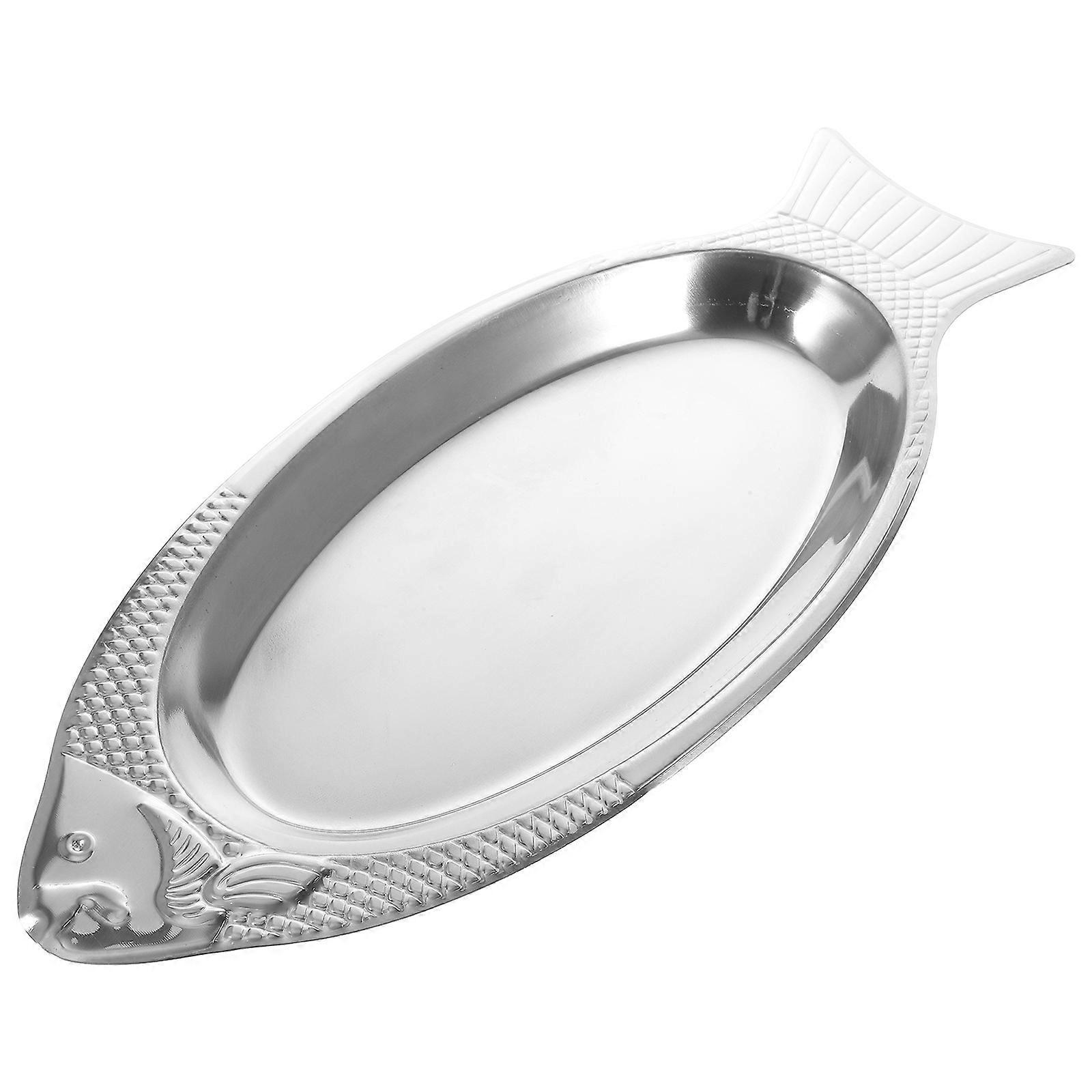Stück Kreativer Edelstahl-dampffischteller In Fischform Für Die Küche-40.00x16.70x2.40cm-silver