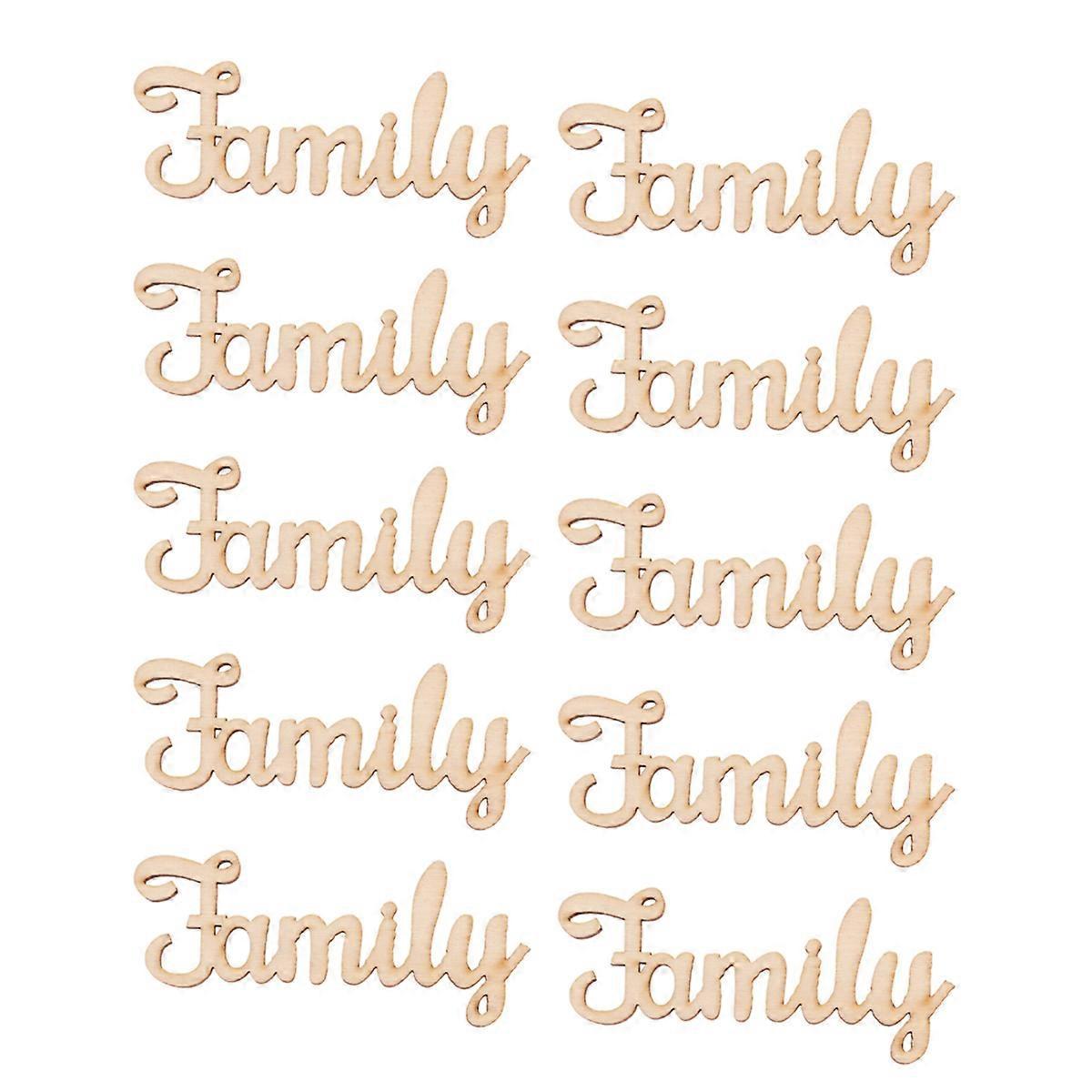 10 Stück Holzschilder Mit Aufdruck „familie“ Zur Dekoration Von Zuhause (diy-dekoration Aus Holzspänen)
