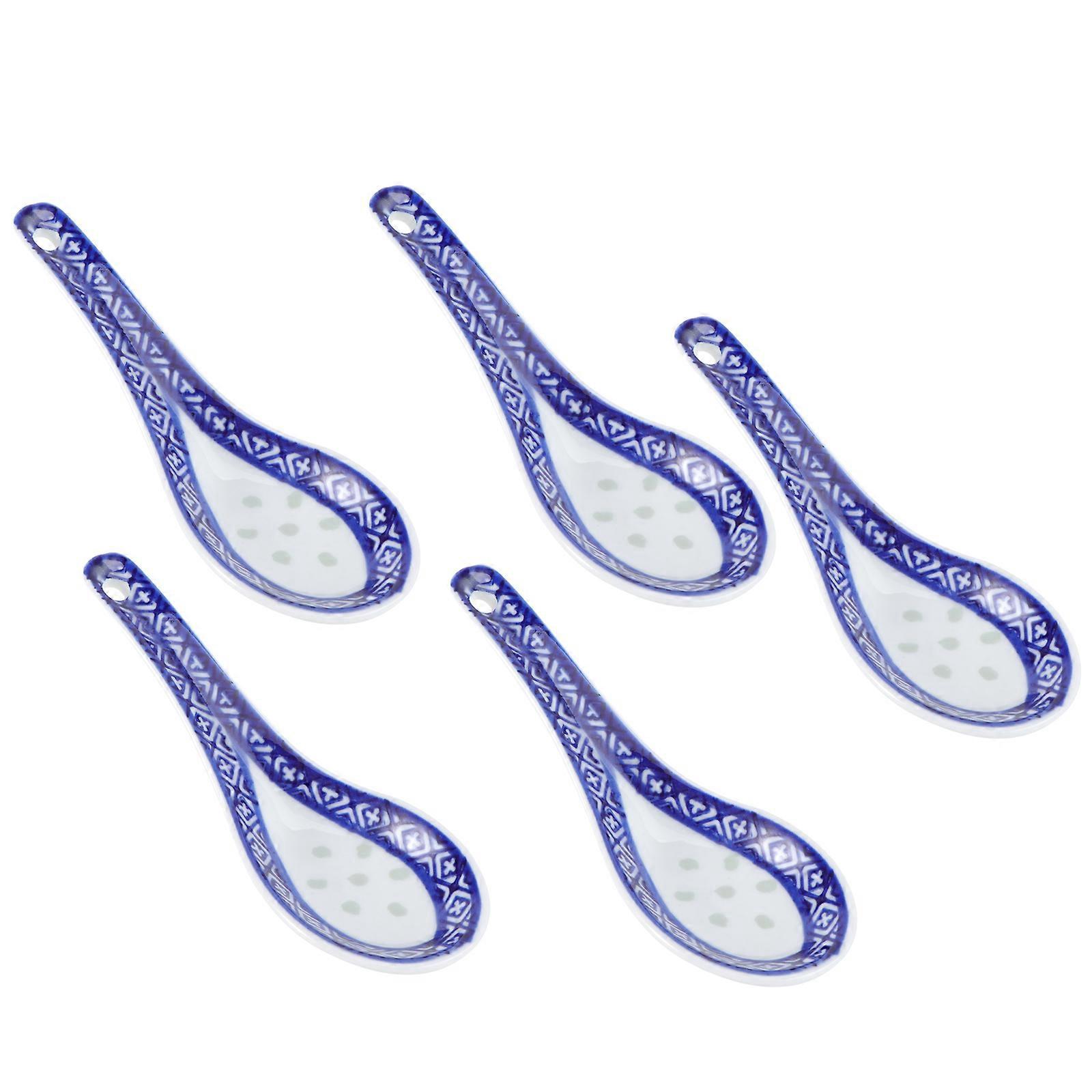 5er-set Praktische Keramiklöffel, Multifunktionale Löffel Im Chinesischen Stil, Porridge-löffel, Suppenlöffel Für Zuhause Und Restaurant-13.54.5cm