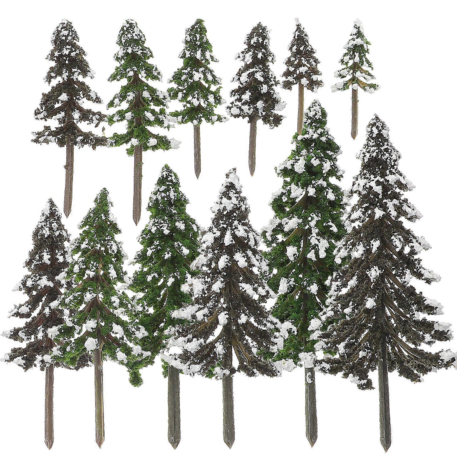 12 Modellbäume, Miniaturbäume, Mini-simulationskiefern, Mikro-landschaftsdekoration-15x6cm