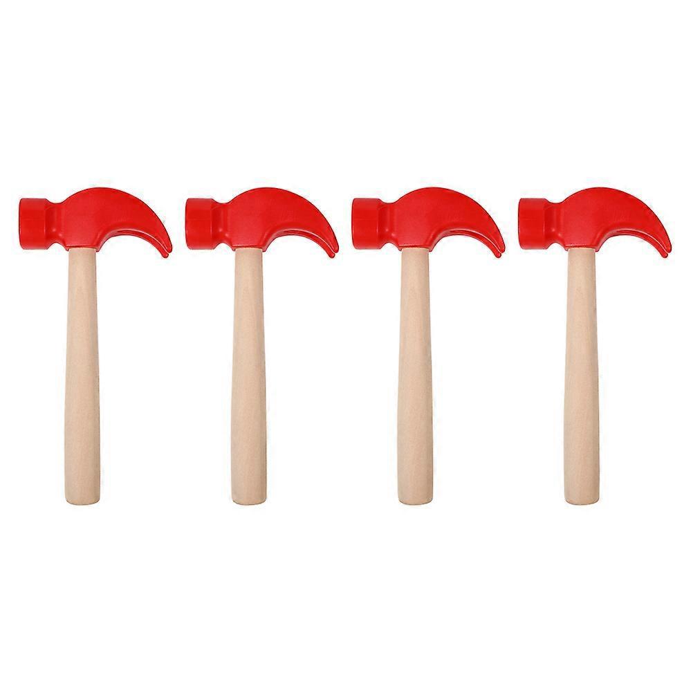 4-teiliges Kinderhammer-spielzeug Aus Holz, Simulierter Hammer, Spielzeug Zur Förderung Der Kindlichen Entwicklung-16.30x8.00x2.50cm-red