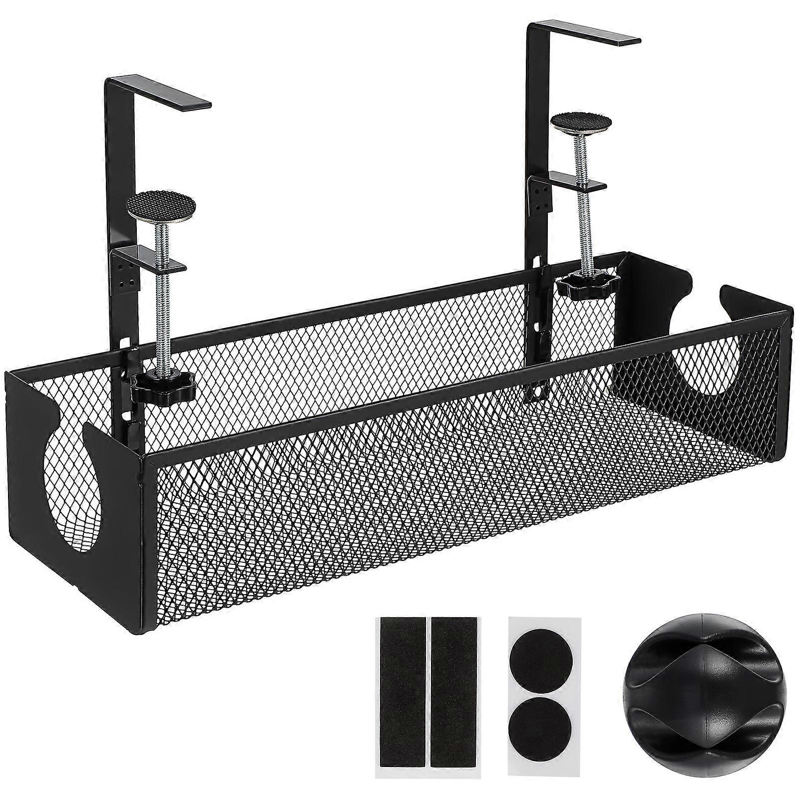Kabelmanagement Unter Dem Schreibtisch, Kabelablage Aus Metall, Aufbewahrung Für Kabel Unter Dem Schreibtisch Für Das Homeoffice-34.00x12.00x7.50cm-black