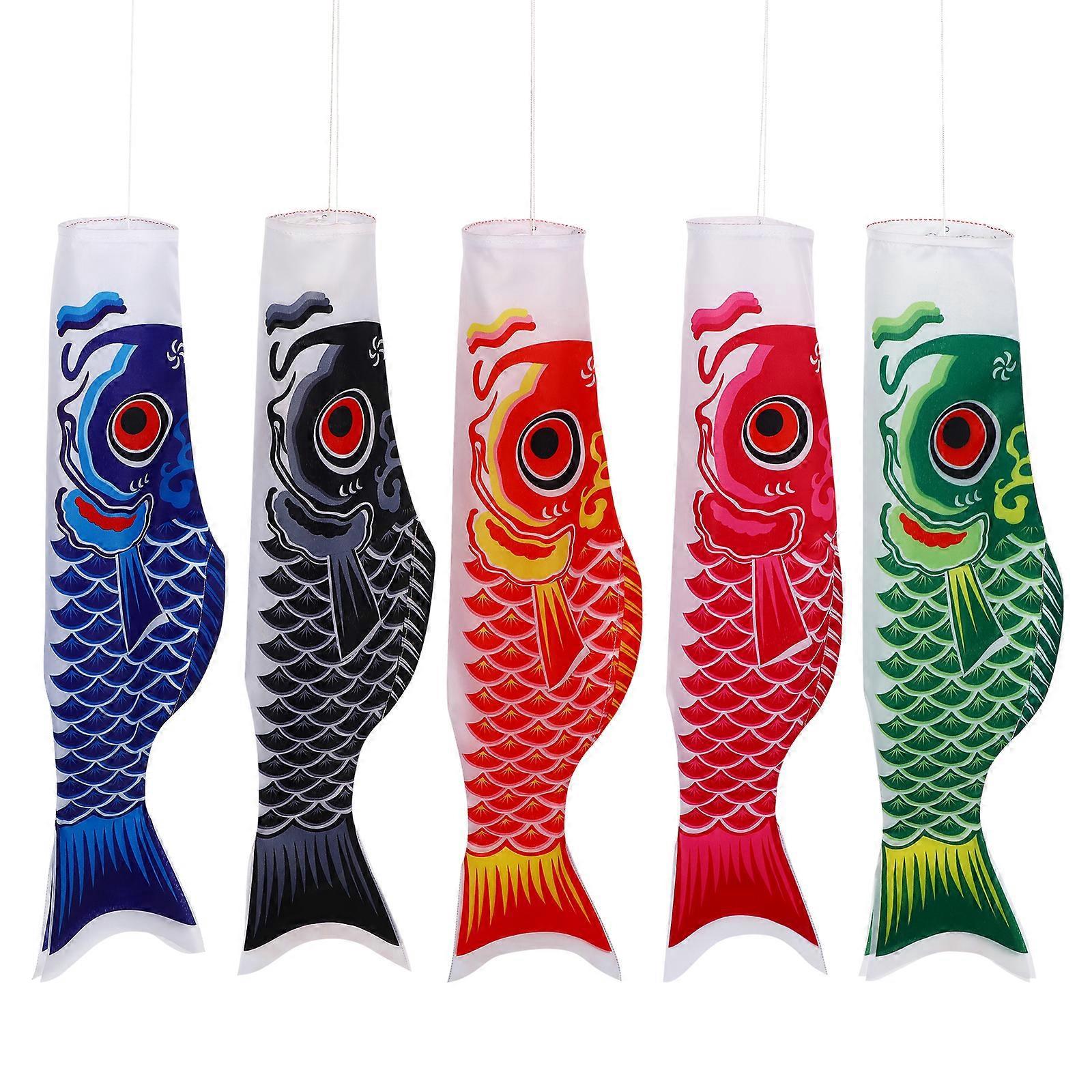 5er-pack Japanische Karpfenflaggen, Dekoration, Japanische Sanfte Windfischflagge (bunt)-70.00x17.00x0.50cm-colorful