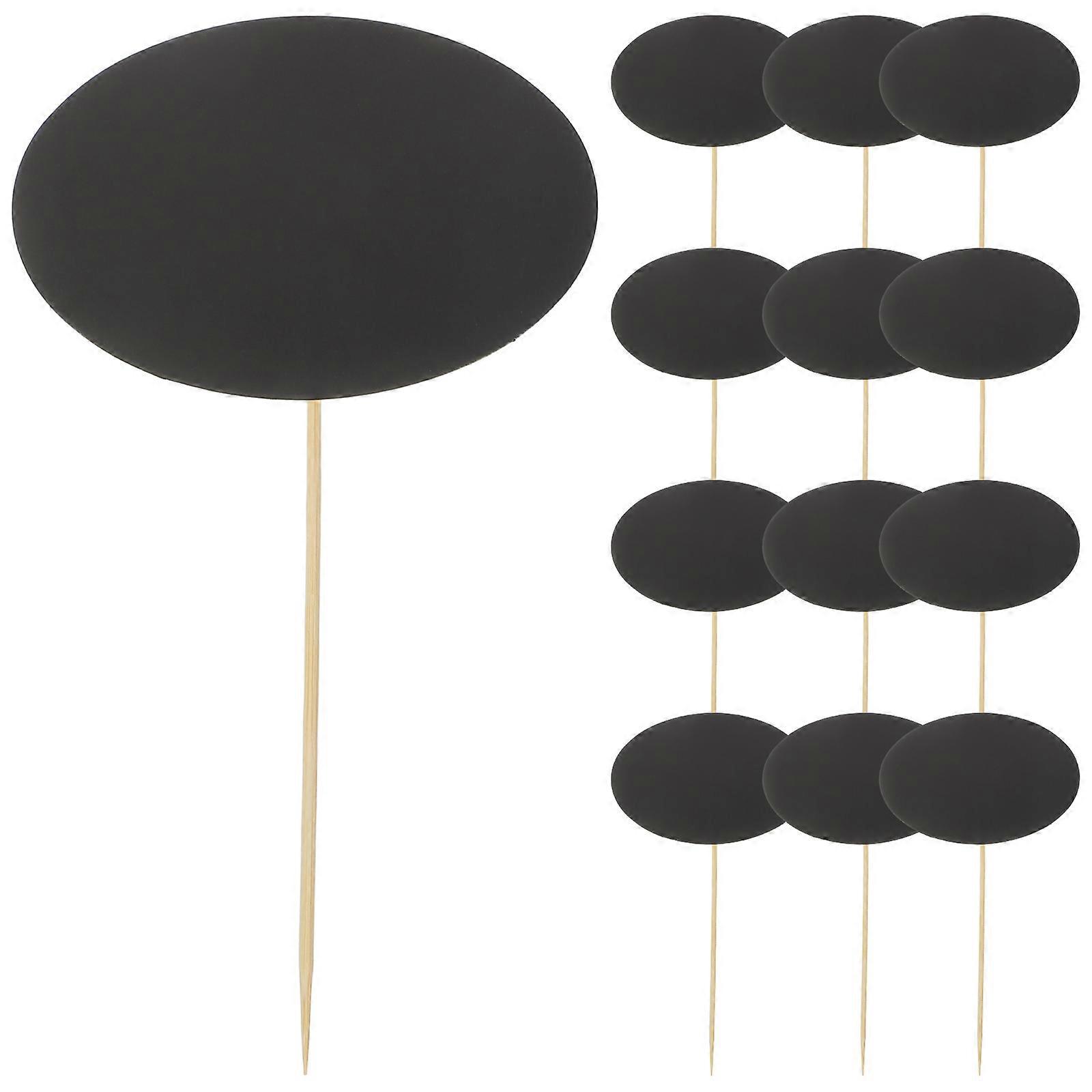 24 Stück Leere Zahnstocheretiketten, Lebensmitteletiketten Für Partys, Buffets Und Abendessen-15.00x7.50x0.10cm-black
