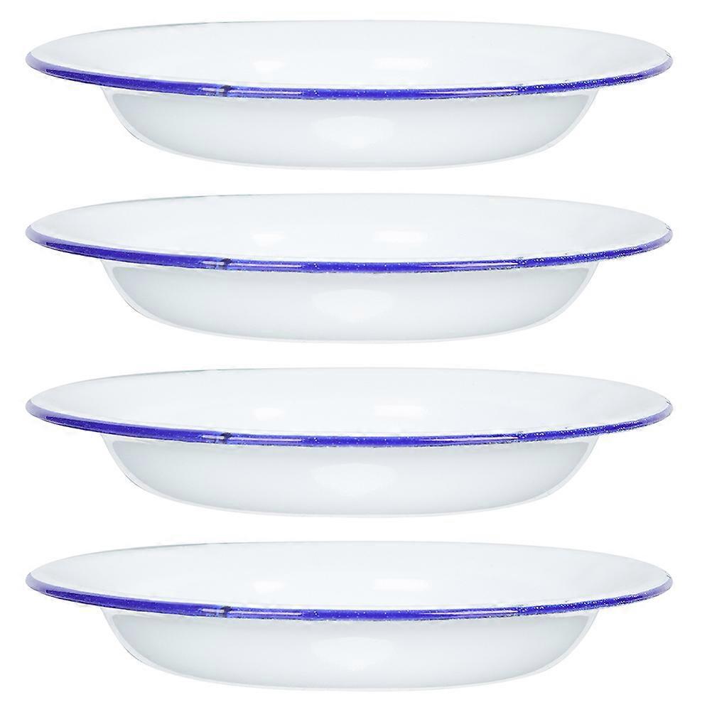 4er-set Emaille-teller, Dekorative Emaille-essgeschirr Im Retro-stil, Obstteller Für Zuhause Und Hotel-16.00x16.00x3.00cm-white