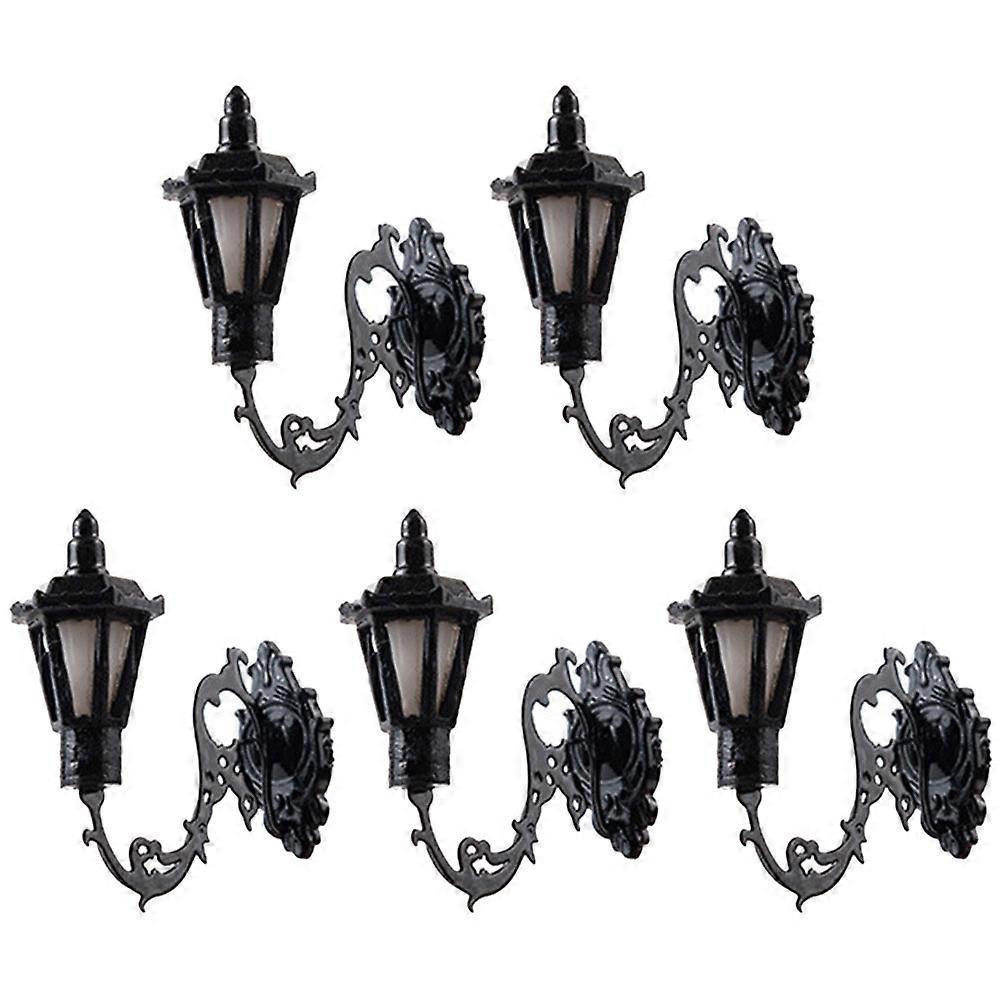 5 Stück Miniatur-wandlampen, Nachbildungen Von Garten-wandlampen, Modelldekorationen-2.8x2.8cm-black