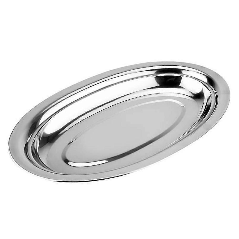 Stück Ovale Edelstahlplatte Für Dampfenden Fisch, Snacks Und Desserts-40x24.2x3cm-silver