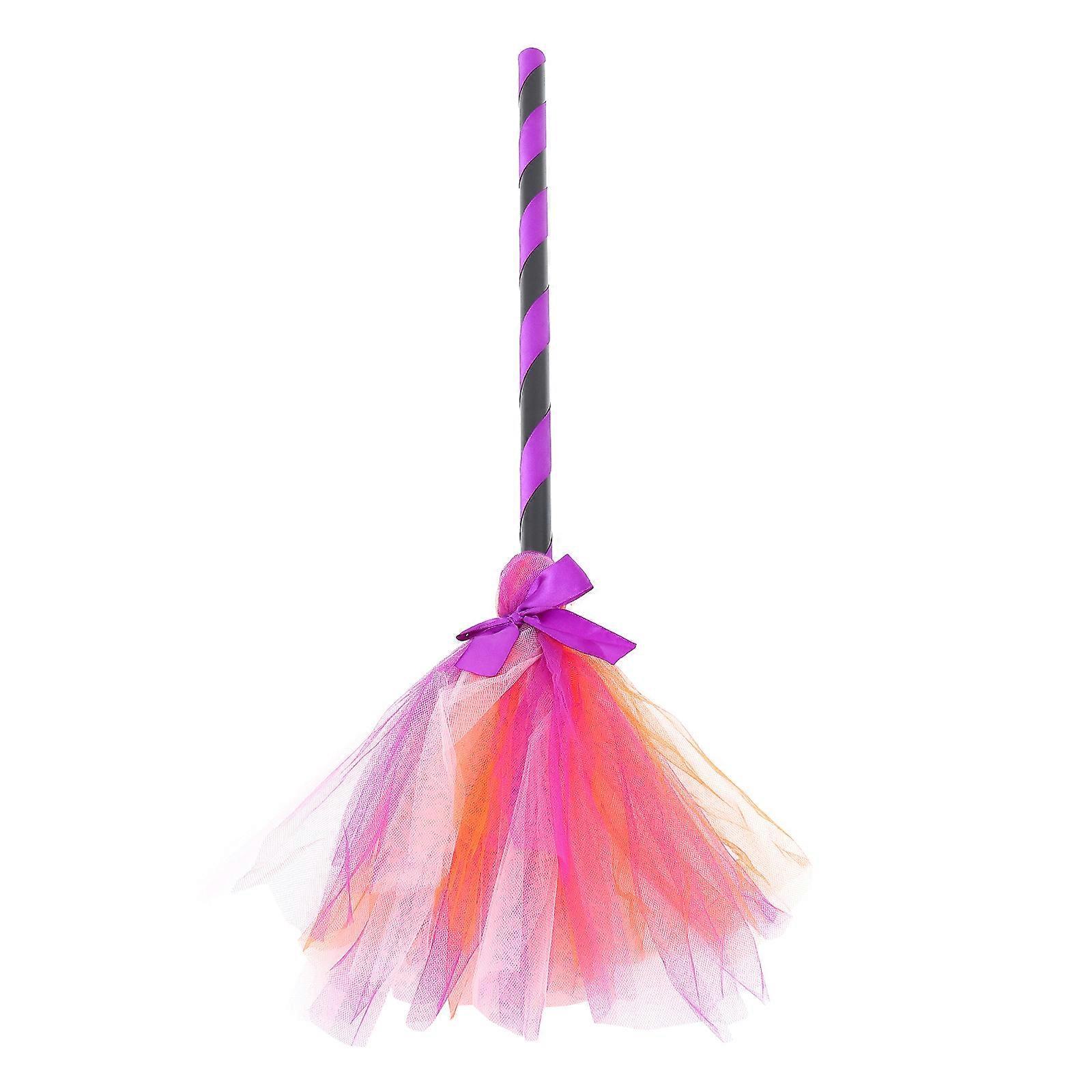 Halloween-hexenbesen Aus Kunststoff, Dekorative Hexenbesen-requisite Für Partys-75x2cm-purple