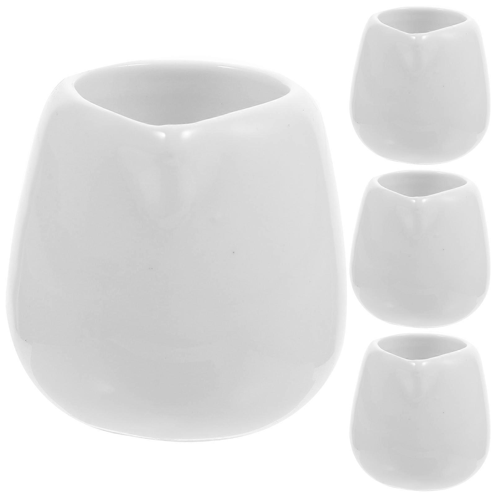 4er-set Saucenschälchen Mit Ausgießer, Keramik-soßenschälchen, Ketchup-, Kaffee- Und Milchbecher Für Restaurants-5.2x5x5cm-white