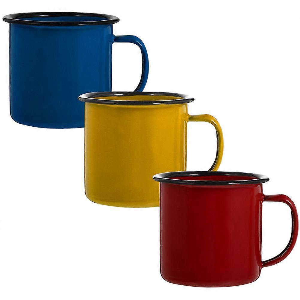 3er-set Bunte Emaillebecher, Schlichte Emaillebecher, Handliche Emaille-trinkbecher Für Zuhause-6.5x6.5x6cm
