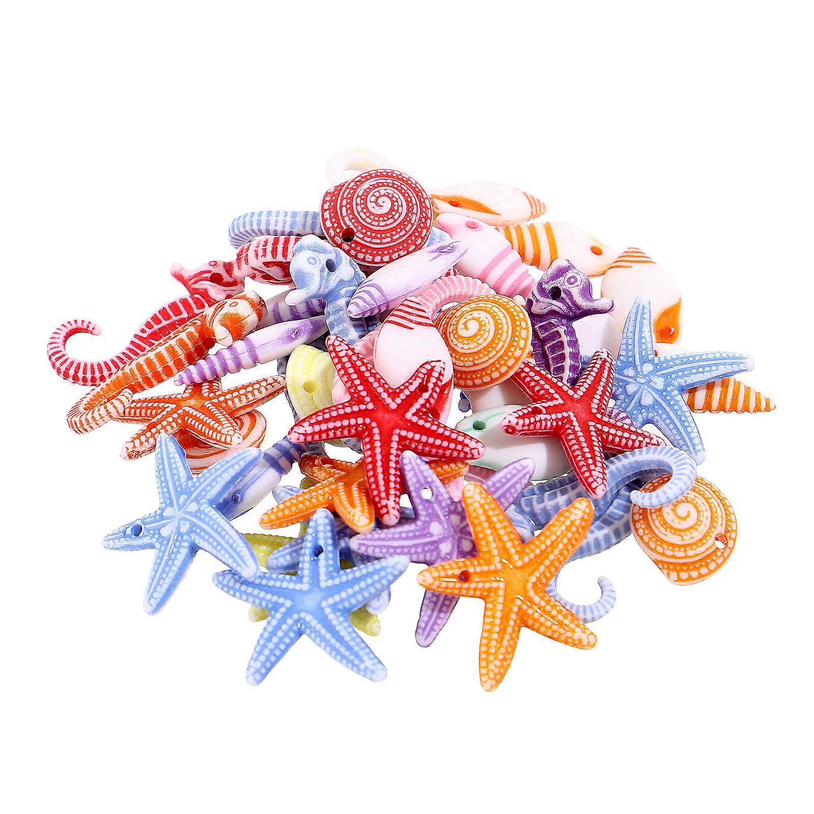 48-teiliges Mini-meerestier-dekorationsset, Mikrolandschaftsornamente, Meerestierdekor Aus Kunstharz ()-m-multi